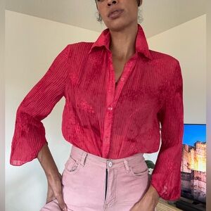 Sheer flowy pink blouse